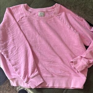 J. Crew Pink Crewneck Sweatshirt with Ribbed Cuffs medium